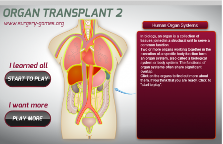 Transplante de Orgãos  - Jogo em inglês para aprendizagem dos principais Orgãos do corpo humano 